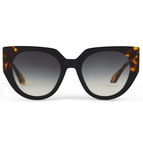 DIFF Ivy Sunglasses Polarized Matte Black Tortoise Frame Grey Gradient Lens NIB main image 8